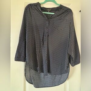 Market & Spruce Navy Polka Dot High-Low Blouse – Size XL EUC